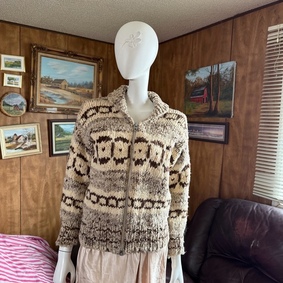 Sweaters - Handmade Vintage Siwash Cowichan Knit Wool Sweater